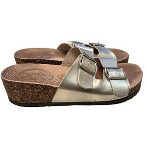 CL by Laundry Silver Cork Wedge Heel Sandal
